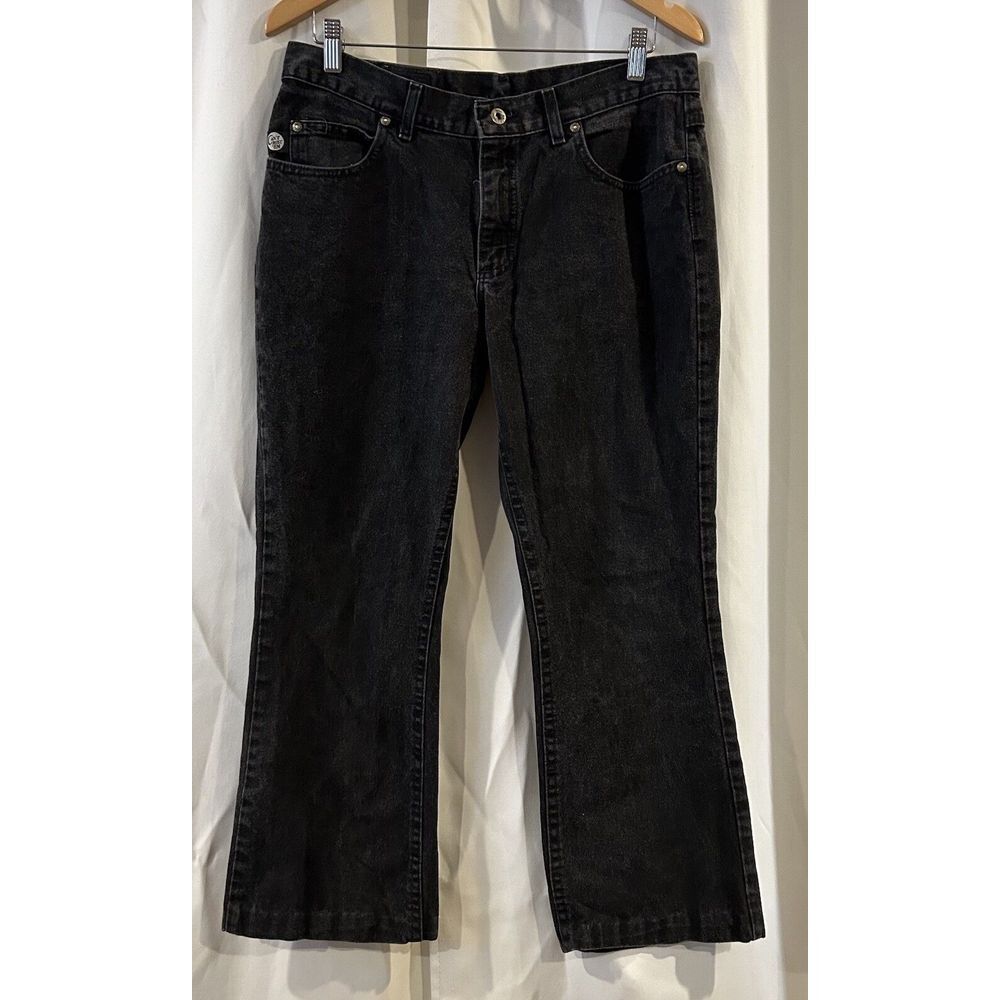 Vintage Lee Pipes Wide Leg Jeans Flared Womens Size 13M 90s Pretty Grunge Y2K